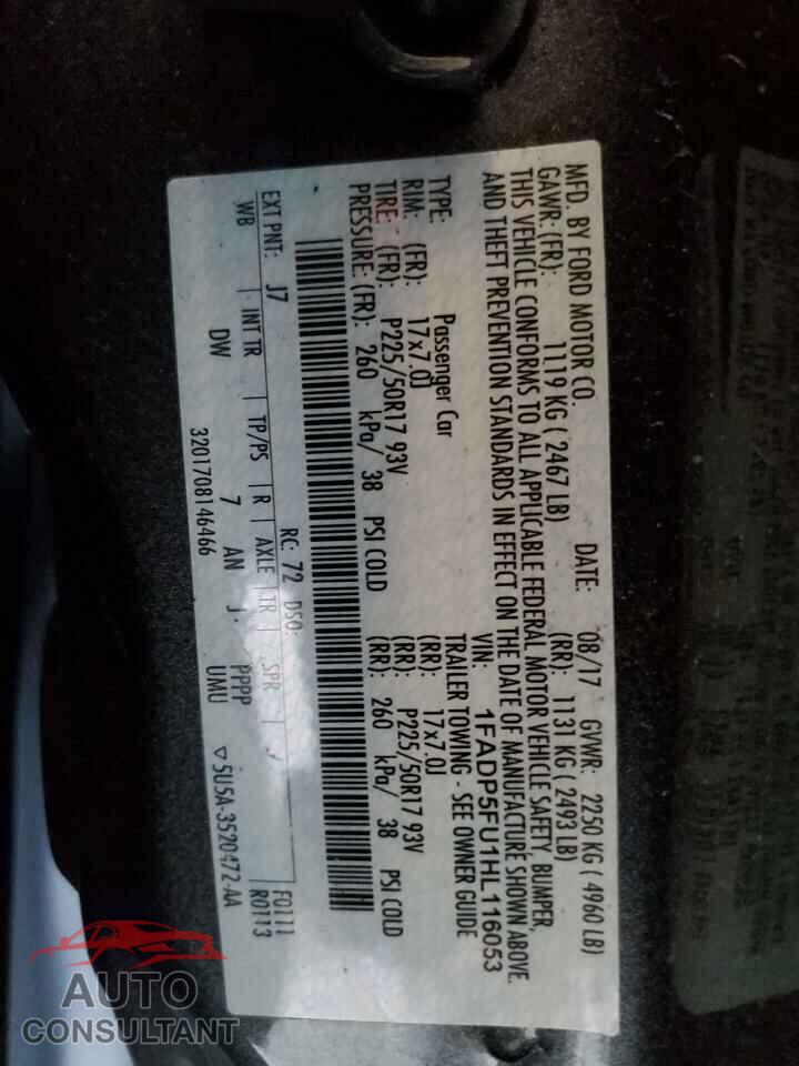 FORD CMAX 2017 - 1FADP5FU1HL116053