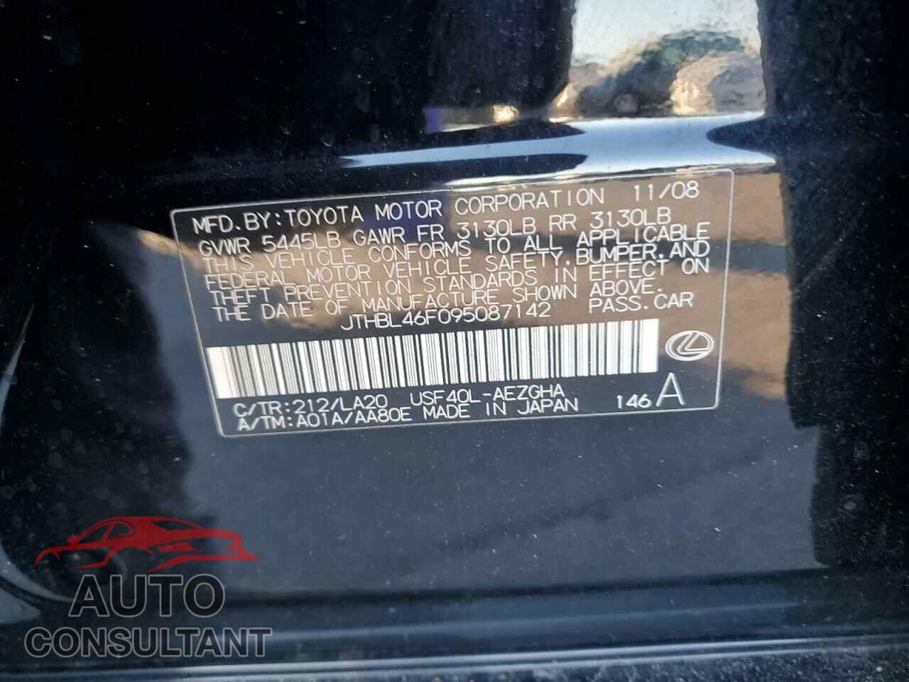 LEXUS LS460 2009 - JTHBL46F095087142