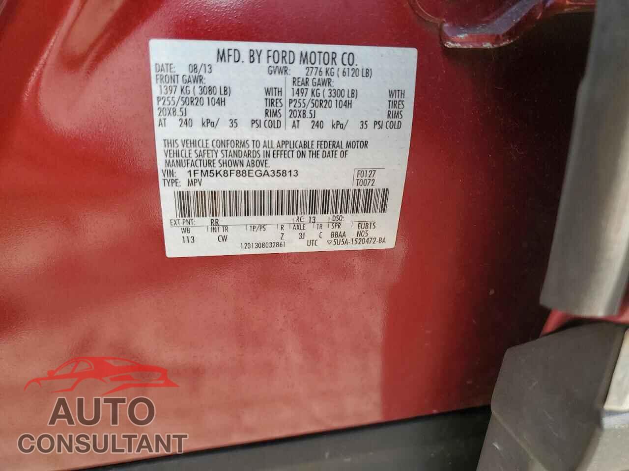 FORD EXPLORER 2014 - 1FM5K8F88EGA35813