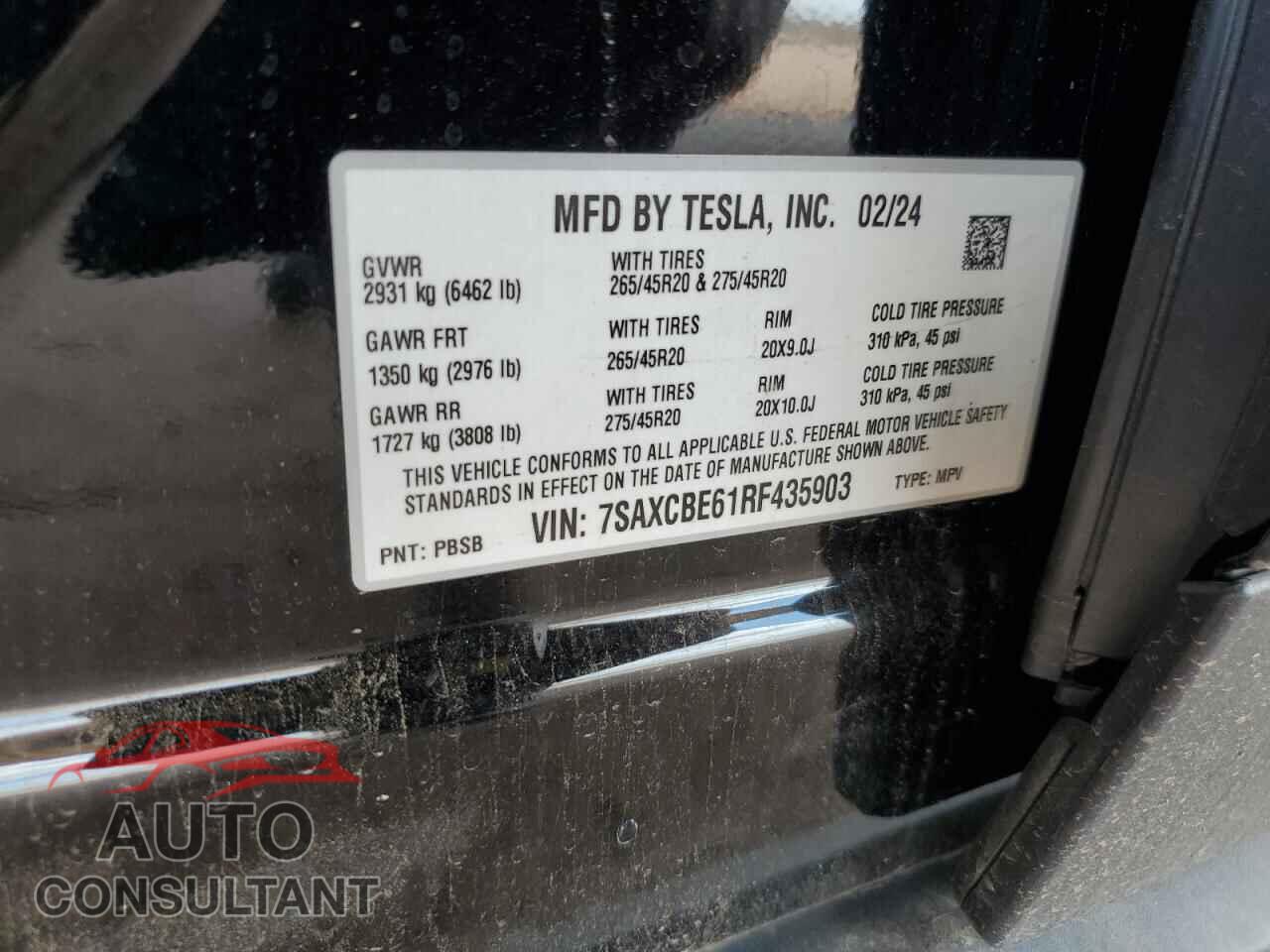 TESLA MODEL X 2024 - 7SAXCBE61RF435903