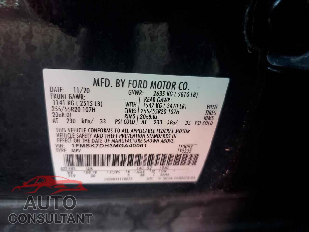 FORD EXPLORER 2021 - 1FMSK7DH3MGA40061