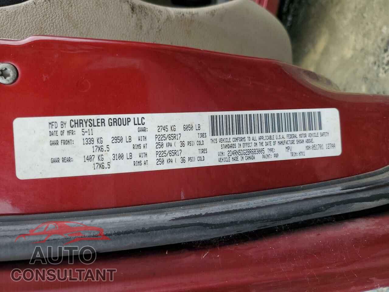 DODGE CARAVAN 2011 - 2D4RN5DG2BR683005