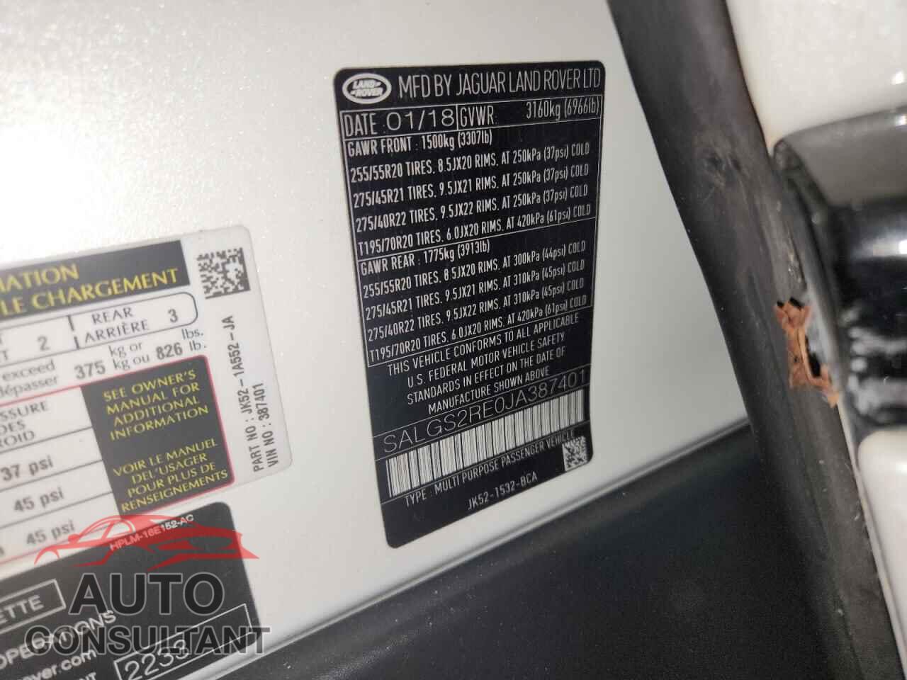 LAND ROVER RANGEROVER 2018 - SALGS2RE0JA387401