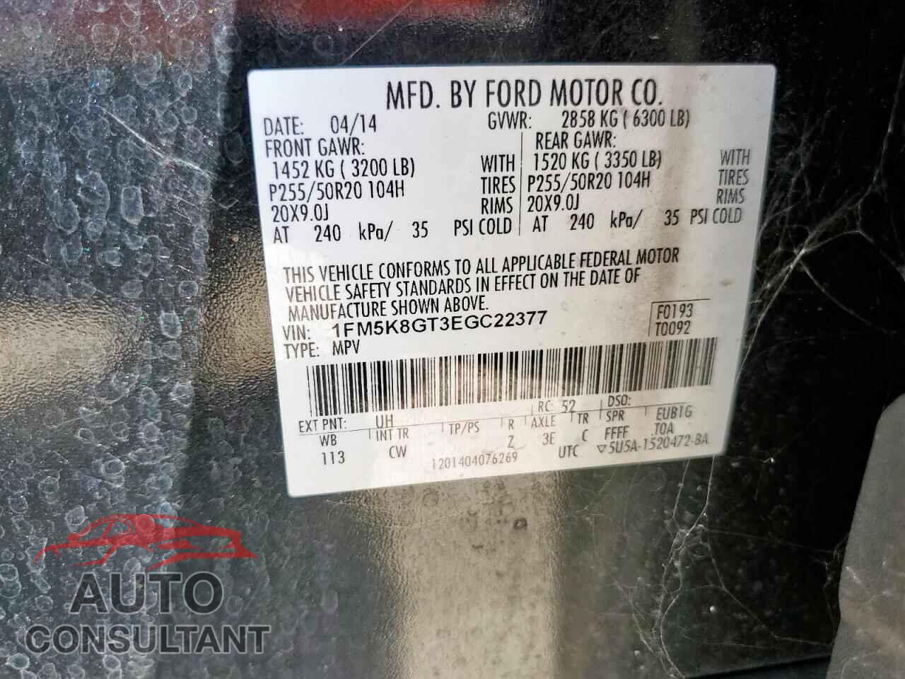 FORD EXPLORER 2014 - 1FM5K8GT3EGC22377