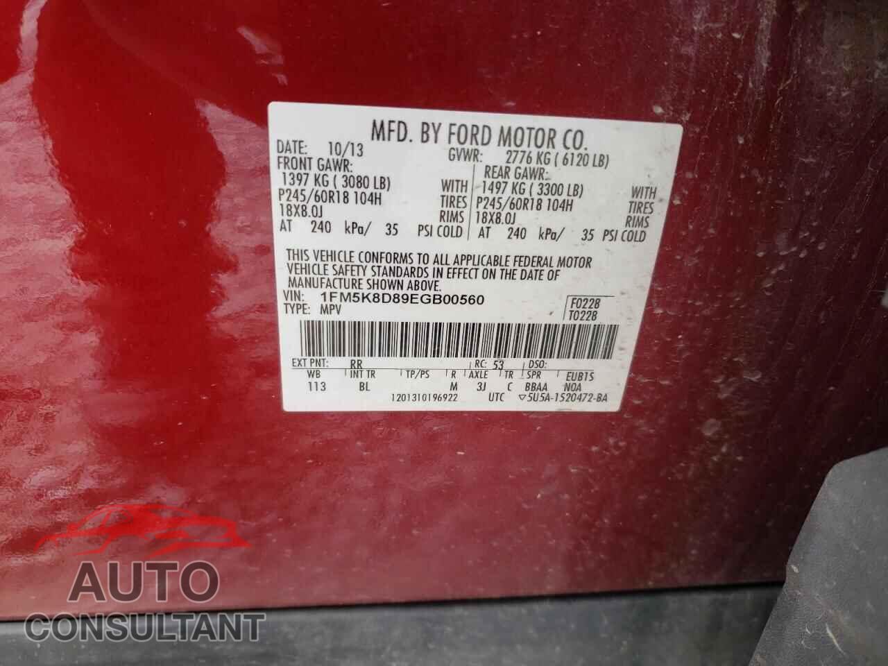 FORD EXPLORER 2014 - 1FM5K8D89EGB00560