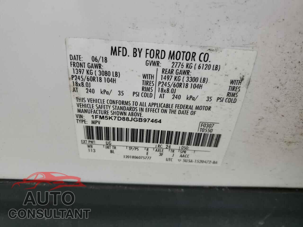 FORD EXPLORER 2018 - 1FM5K7D88JGB97464