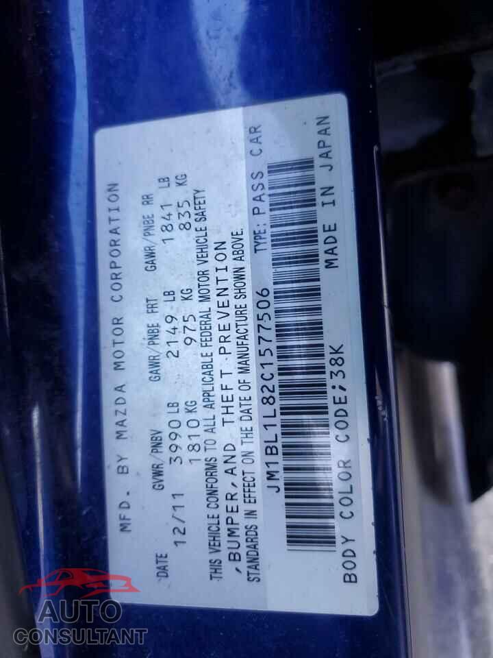 MAZDA 3 2012 - JM1BL1L82C1577506