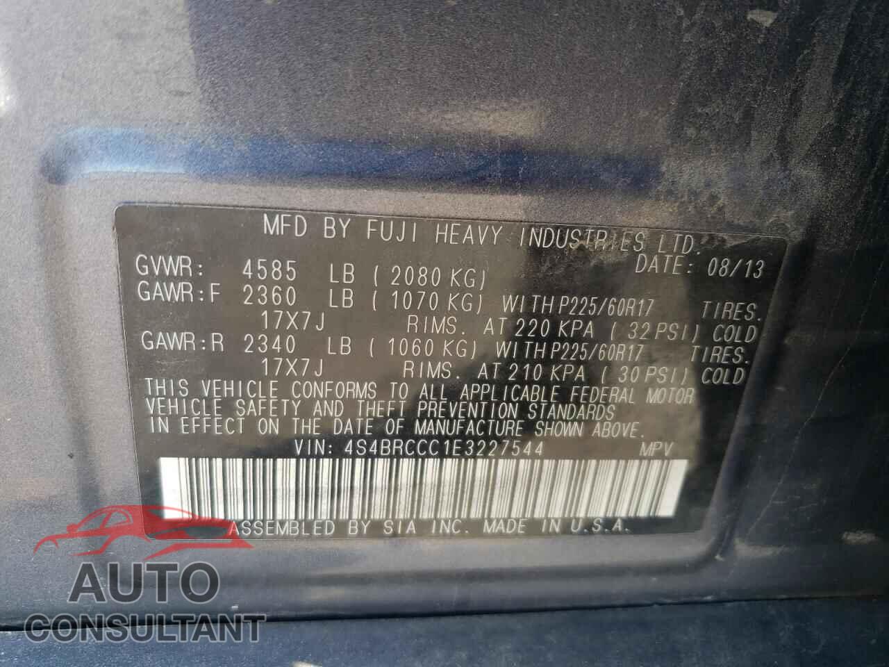SUBARU OUTBACK 2014 - 4S4BRCCC1E3227544