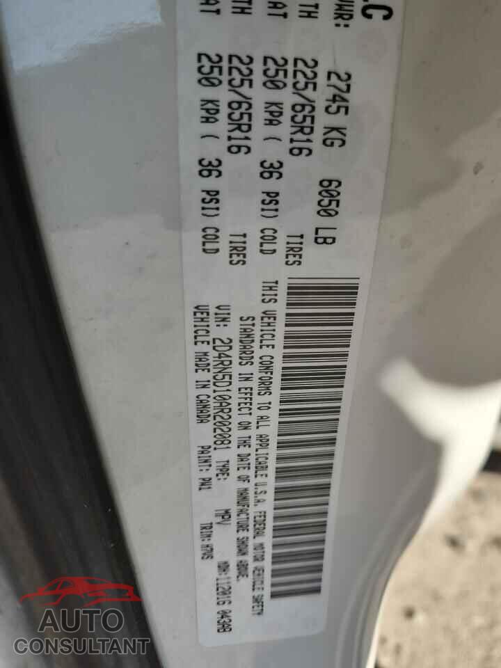 DODGE CARAVAN 2010 - 2D4RN5D10AR202081