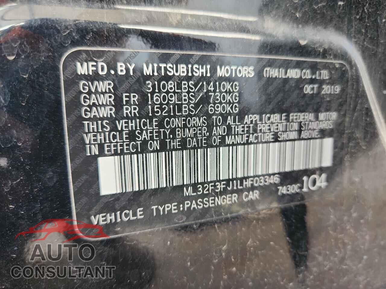 MITSUBISHI MIRAGE 2020 - ML32F3FJ1LHF03346