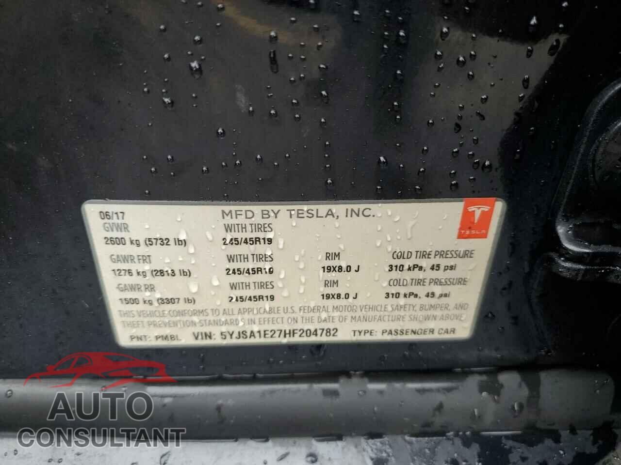 TESLA MODEL S 2017 - 5YJSA1E27HF204782
