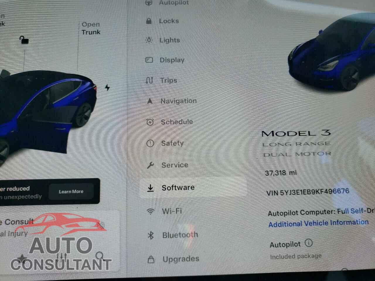TESLA MODEL 3 2019 - 5YJ3E1EB9KF496676