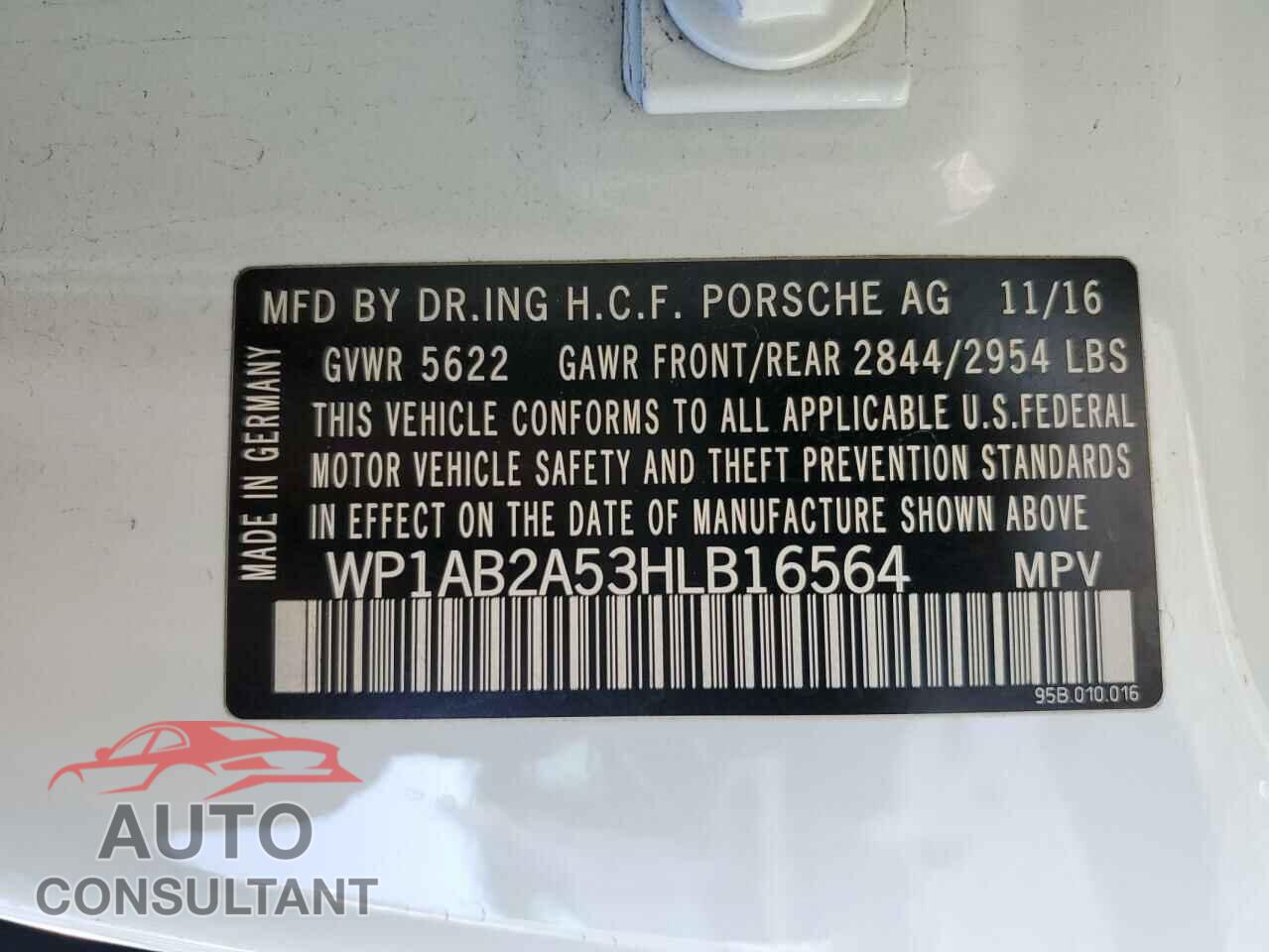 PORSCHE MACAN 2017 - WP1AB2A53HLB16564