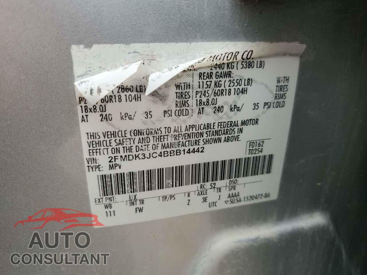 FORD EDGE 2011 - 2FMDK3JC4BBB14442
