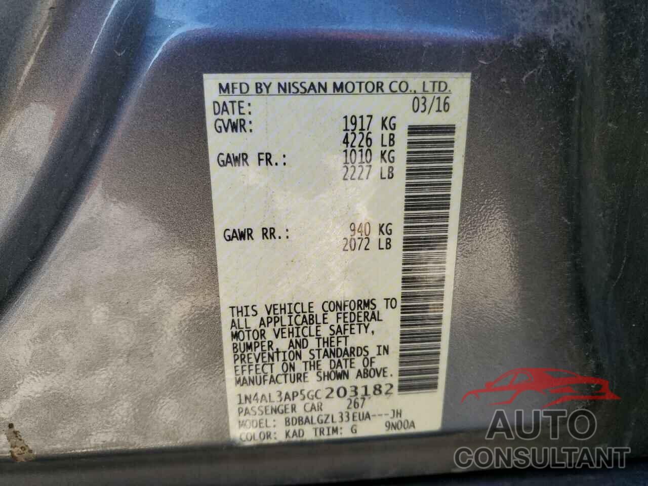 NISSAN ALTIMA 2016 - 1N4AL3AP5GC203182