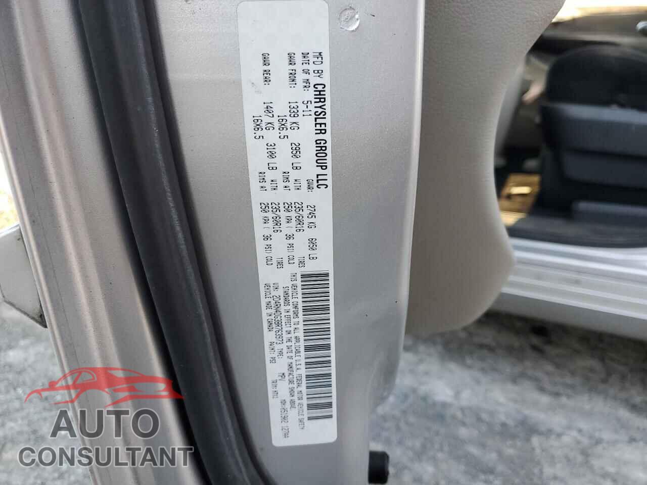 DODGE CARAVAN 2011 - 2D4RN4DG3BR763973