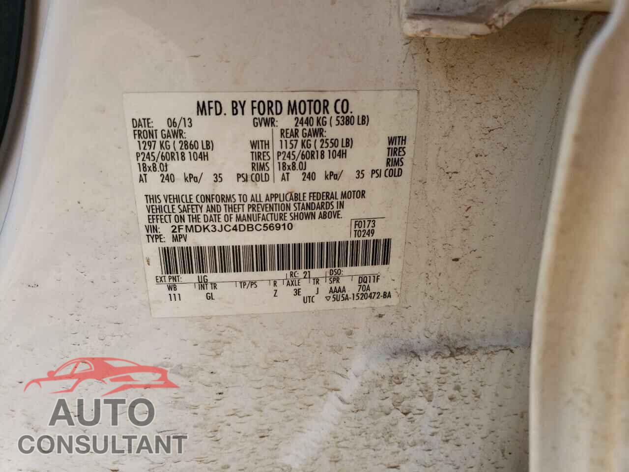 FORD EDGE 2013 - 2FMDK3JC4DBC56910