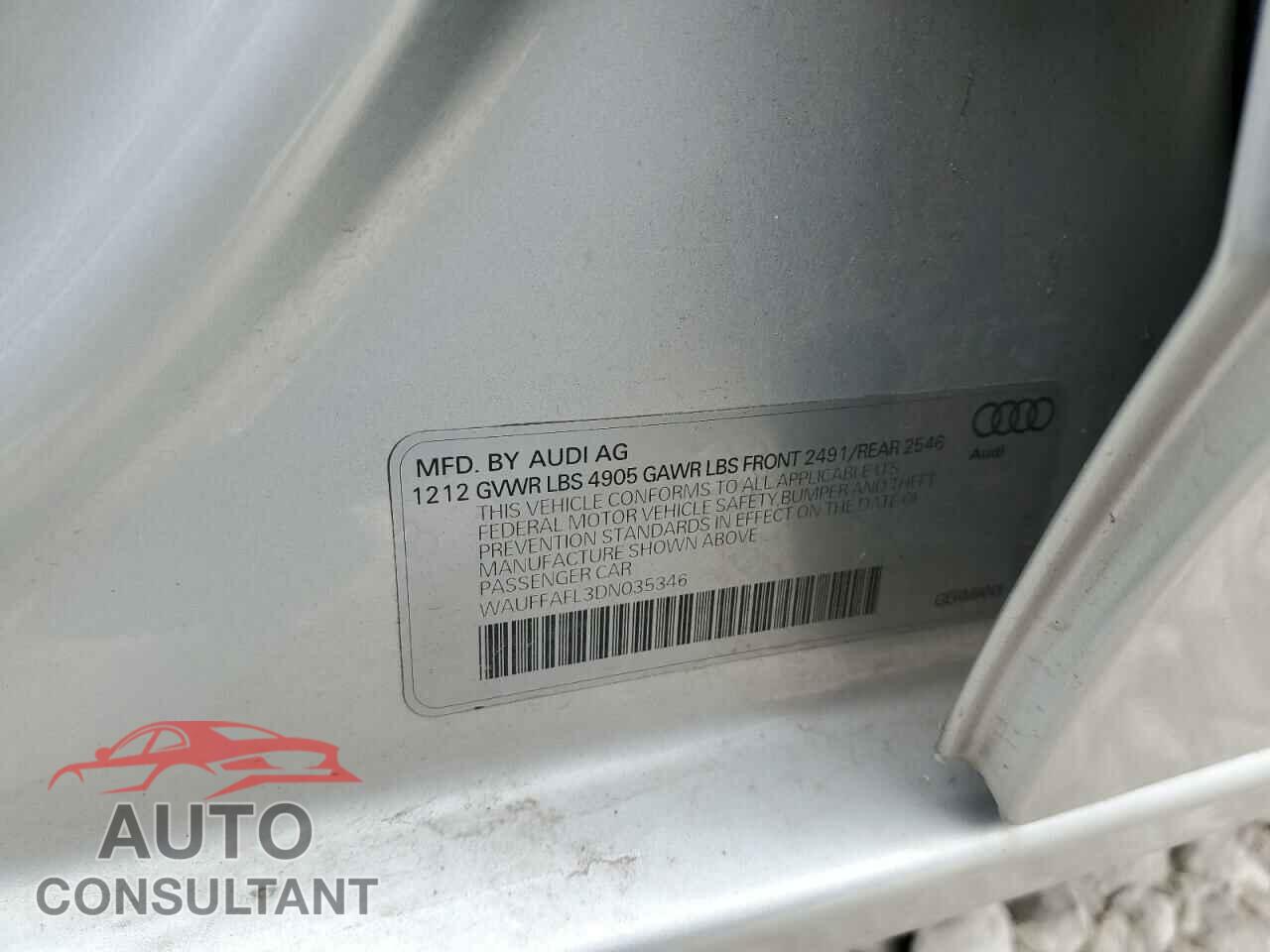 AUDI A4 2013 - WAUFFAFL3DN035346