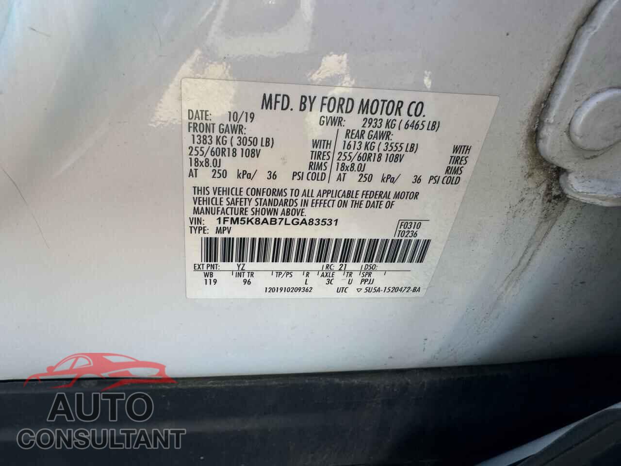 FORD EXPLORER 2020 - 1FM5K8AB7LGA83531