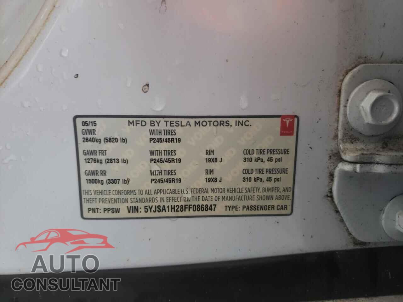TESLA MODEL S 2015 - 5YJSA1H28FF086847