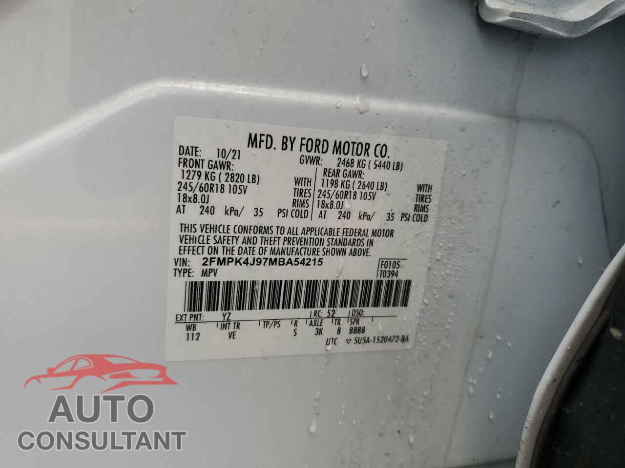 FORD EDGE 2021 - 2FMPK4J97MBA54215