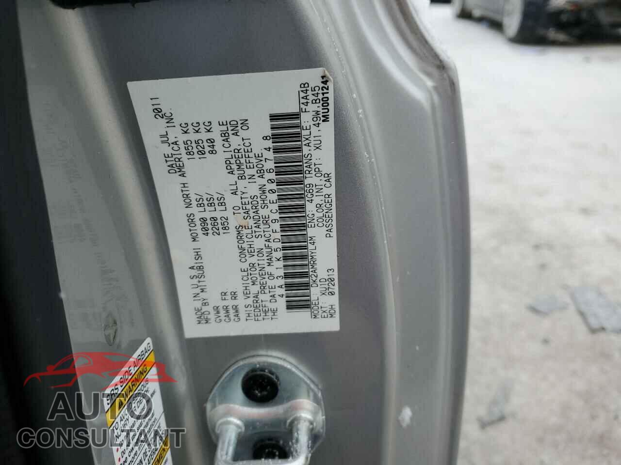 MITSUBISHI ECLIPSE 2012 - 4A31K5DF9CE006748