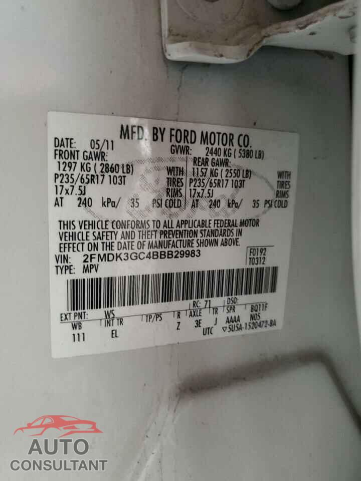 FORD EDGE 2011 - 2FMDK3GC4BBB29983