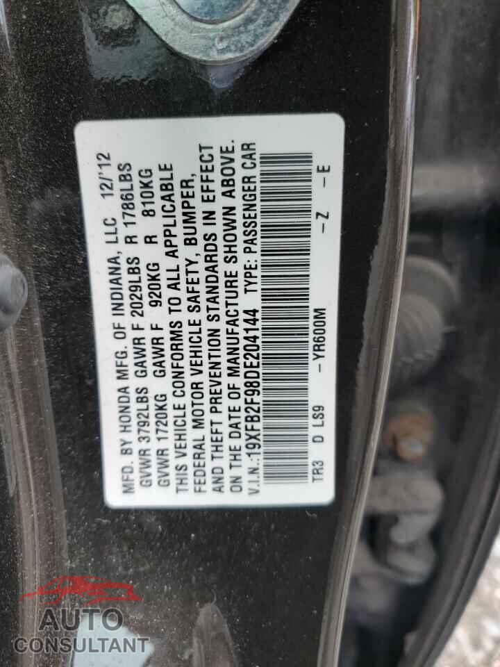 HONDA CIVIC 2013 - 19XFB2F98DE204144