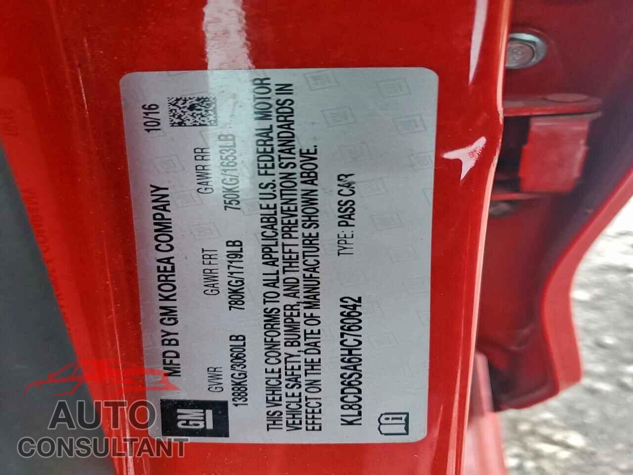 CHEVROLET SPARK 2017 - KL8CD6SA6HC760642