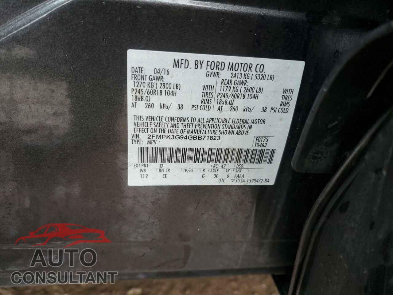 FORD EDGE 2016 - 2FMPK3G94GBB71823