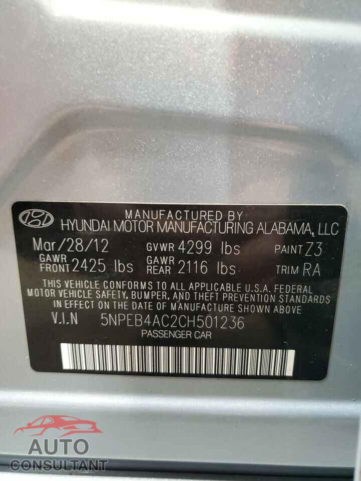 HYUNDAI SONATA 2012 - 5NPEB4AC2CH501236