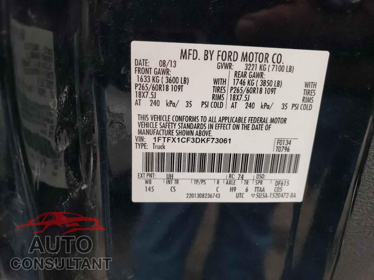 FORD F-150 2013 - 1FTFX1CF3DKF73061