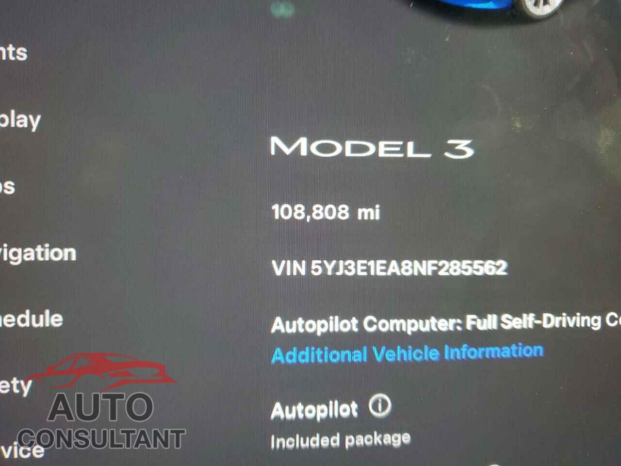 TESLA MODEL 3 2022 - 5YJ3E1EA8NF285562