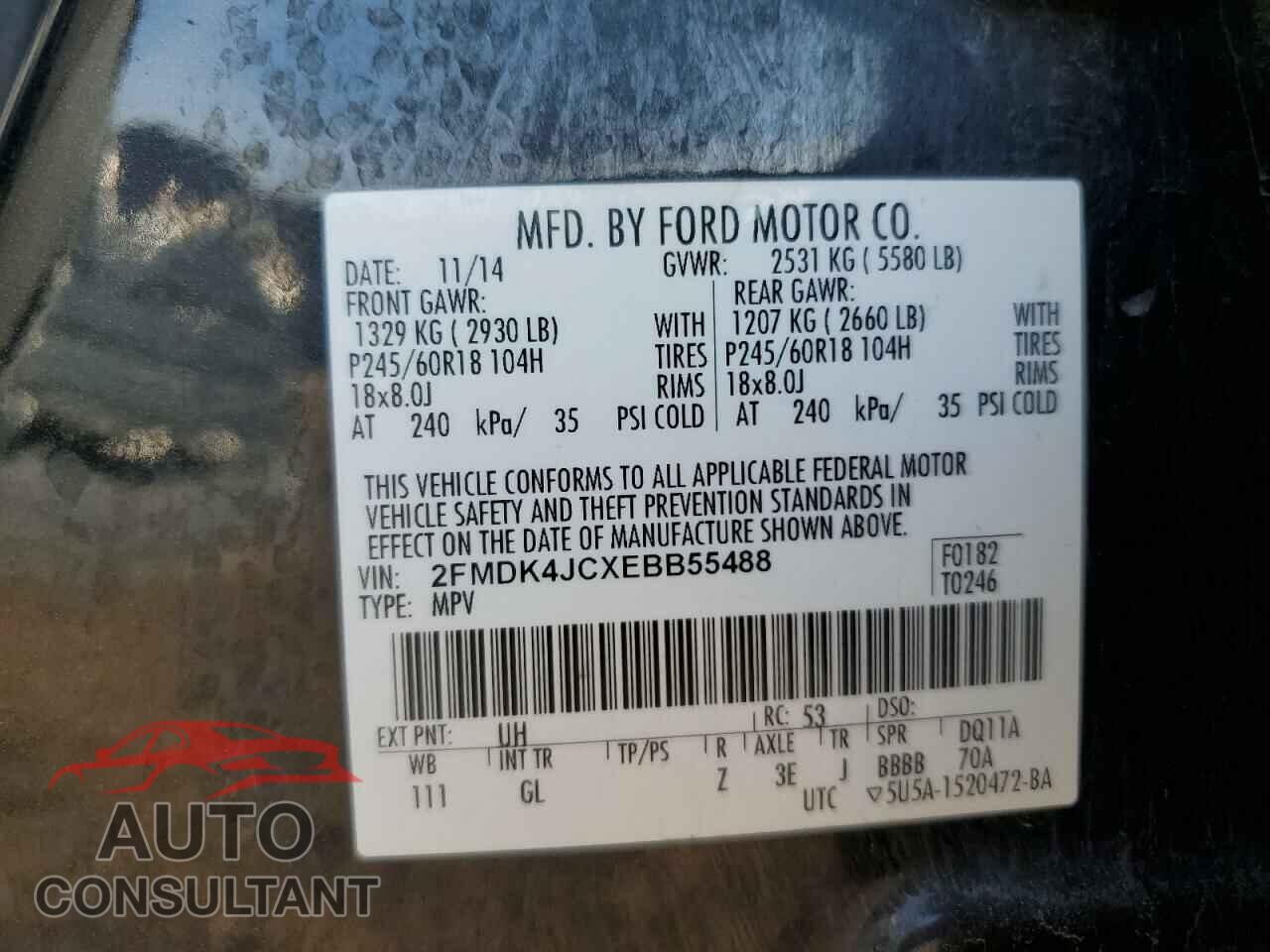 FORD EDGE 2014 - 2FMDK4JCXEBB55488