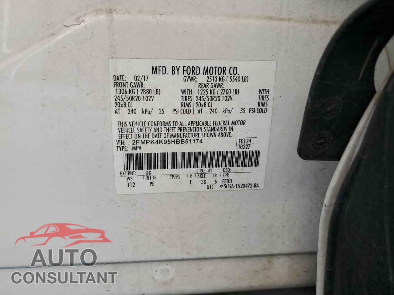 FORD EDGE 2017 - 2FMPK4K95HBB51174