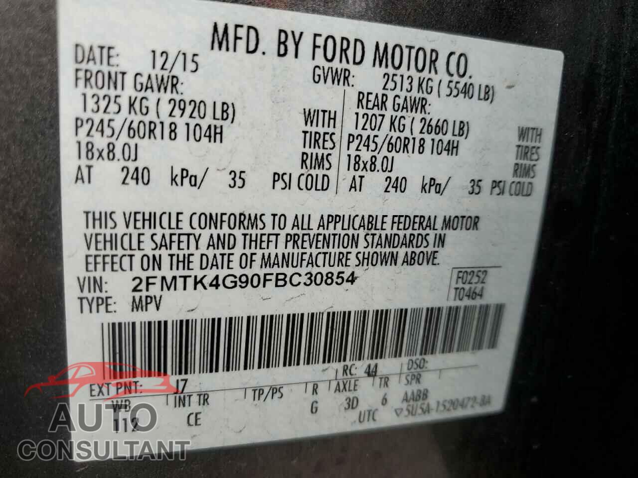FORD EDGE 2015 - 2FMTK4G90FBC30854