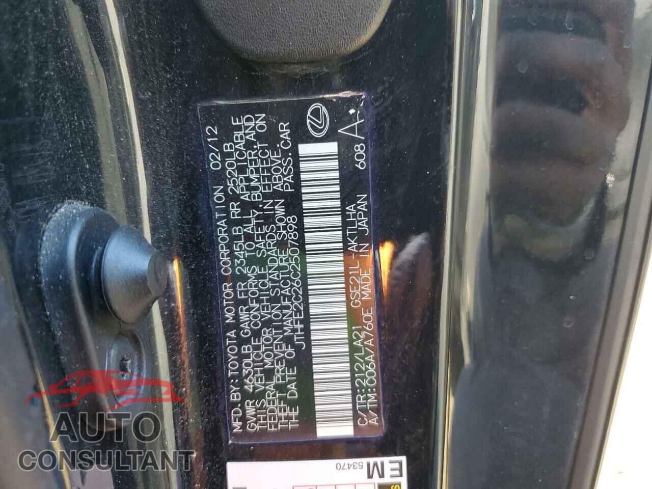 LEXUS IS 2012 - JTHFE2C26C2507898