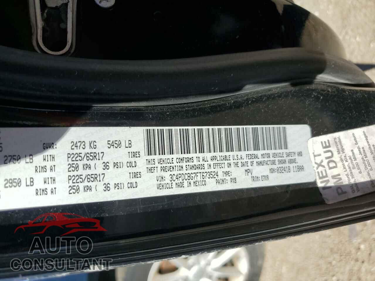 DODGE JOURNEY 2015 - 3C4PDCBG7FT673524