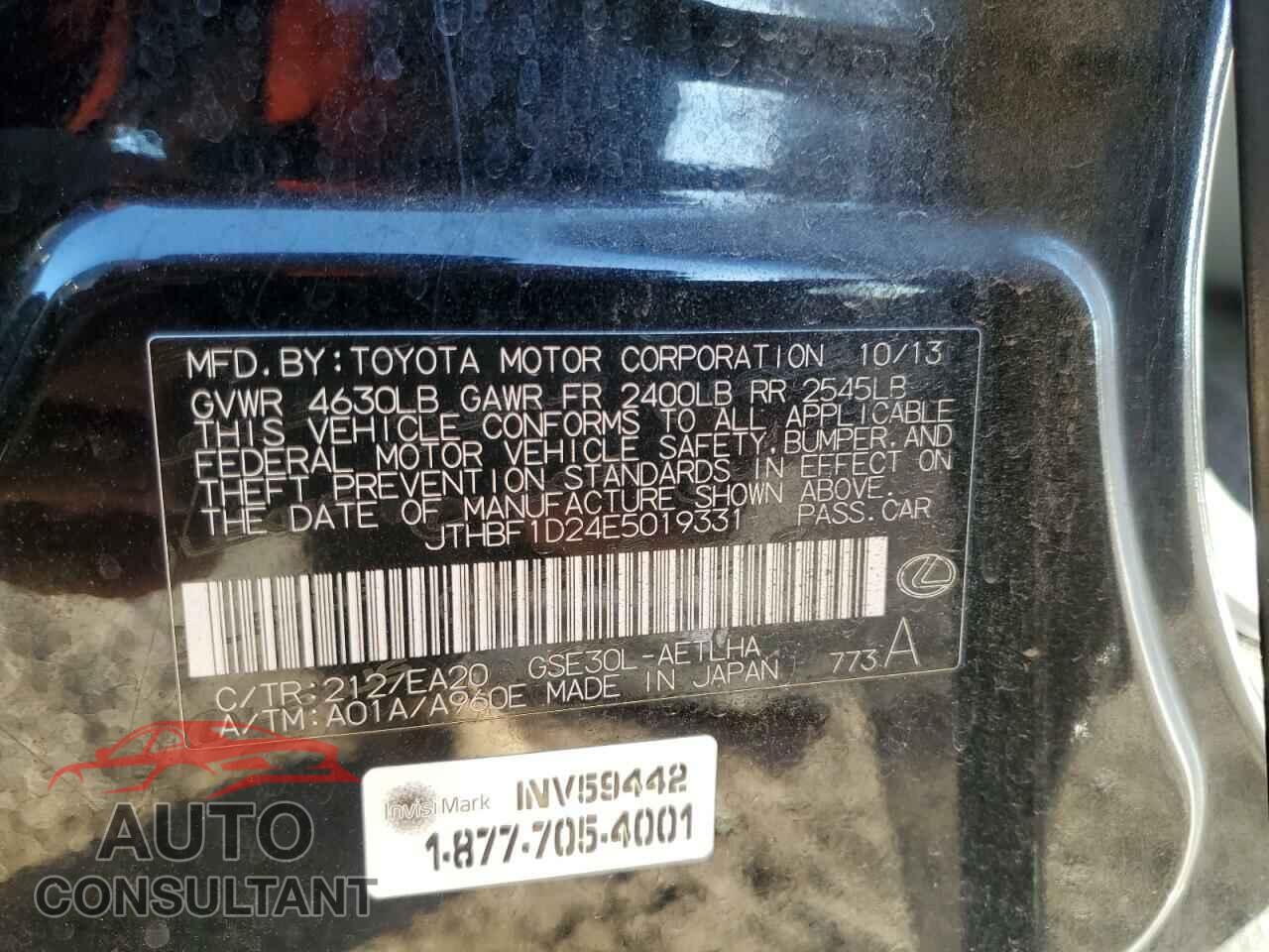 LEXUS IS 2014 - JTHBF1D24E5019331