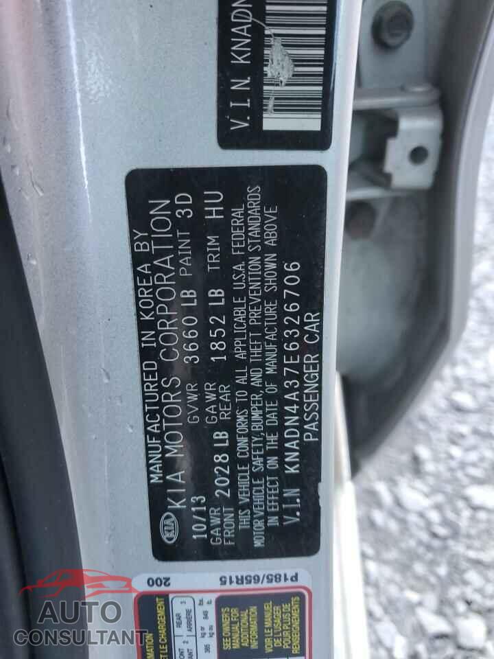 KIA RIO 2014 - KNADN4A37E6326706