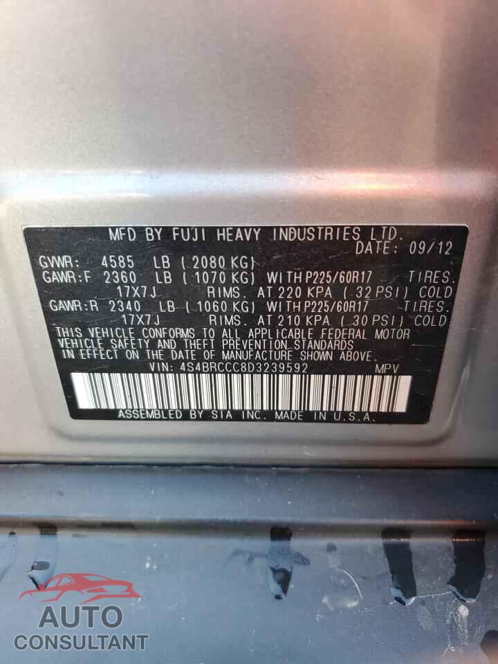 SUBARU OUTBACK 2013 - 4S4BRCCC8D3239592