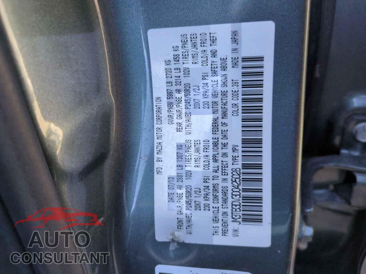 MAZDA CX-9 2013 - JM3TB3DV3D0425028