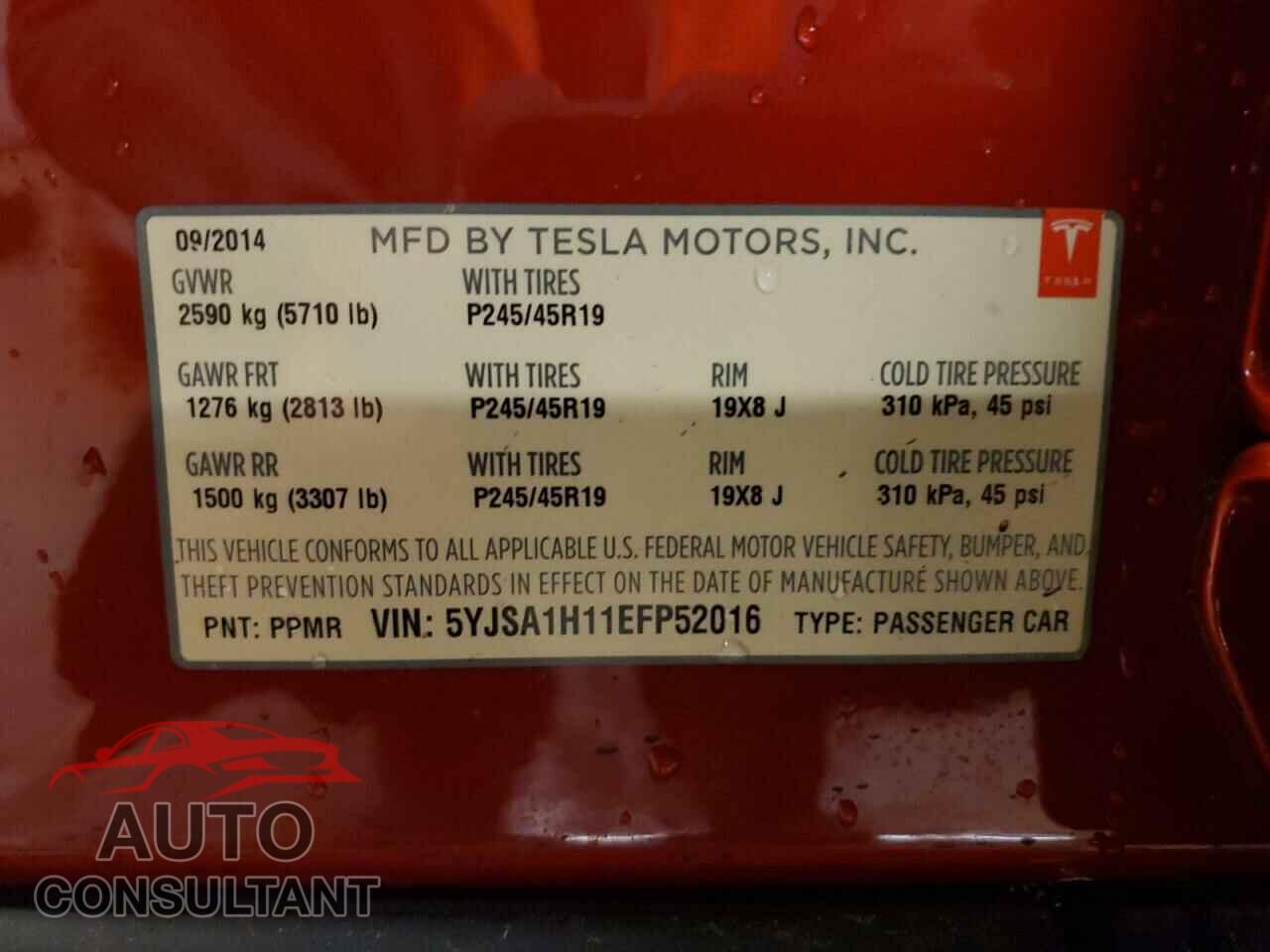 TESLA MODEL S 2014 - 5YJSA1H11EFP52016