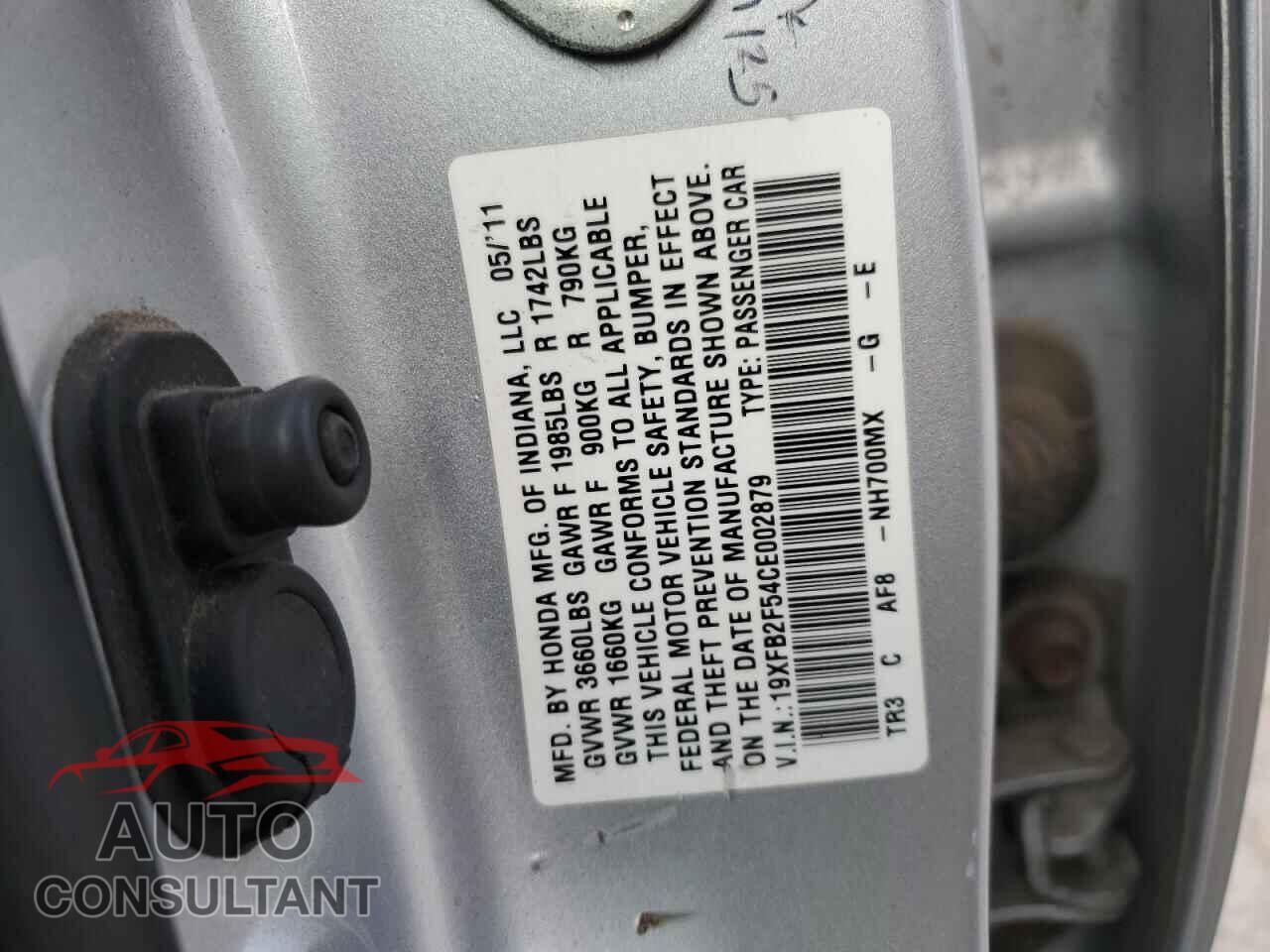 HONDA CIVIC 2012 - 19XFB2F54CE002879