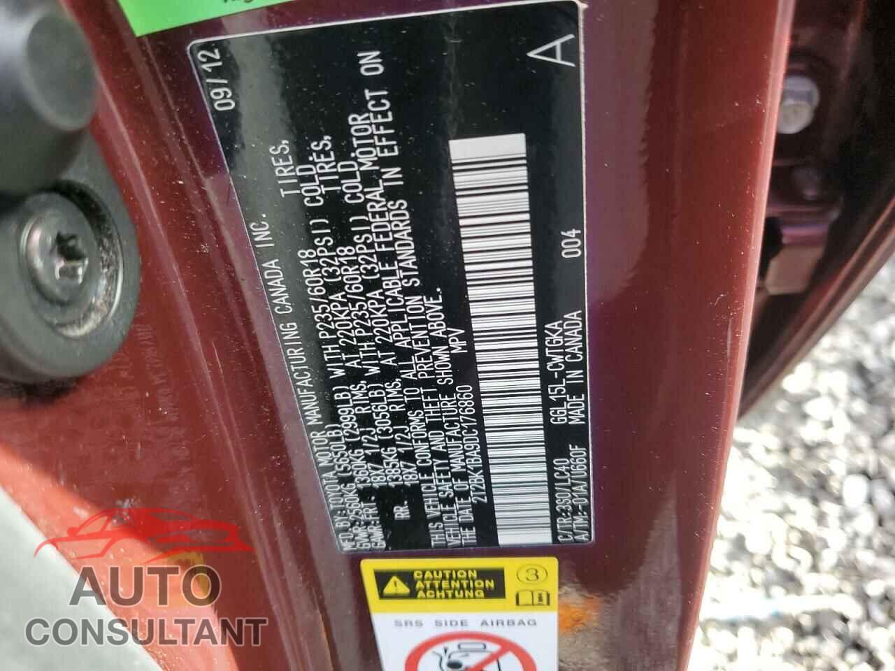 LEXUS RX350 2013 - 2T2BK1BA9DC176860