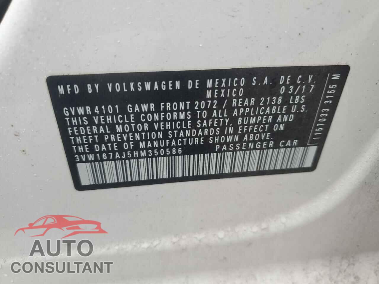 VOLKSWAGEN JETTA 2017 - 3VW167AJ5HM350586