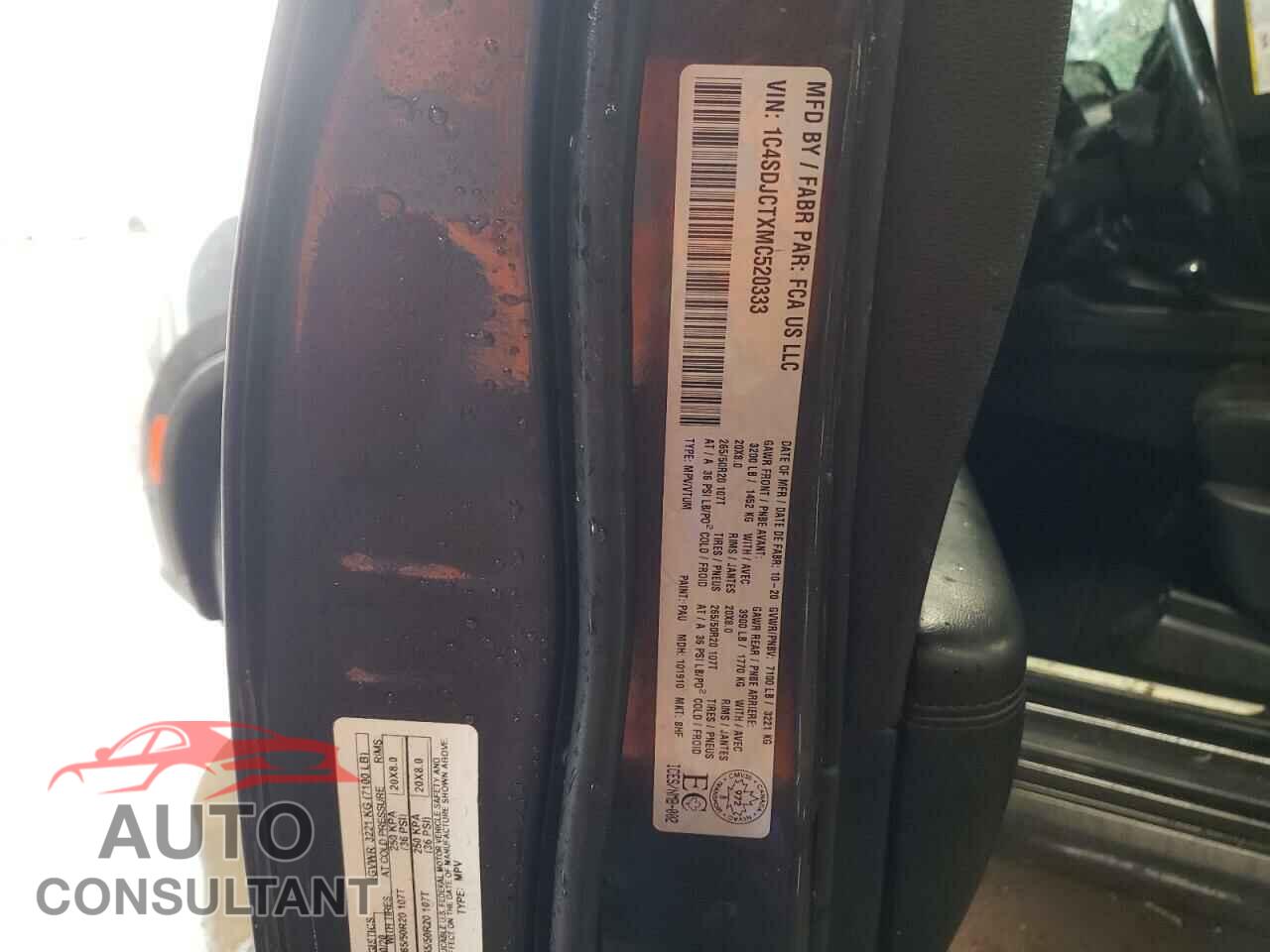 DODGE DURANGO 2021 - 1C4SDJCTXMC520333