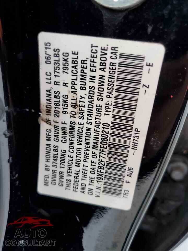 HONDA CIVIC 2015 - 19XFB2F77FE080210
