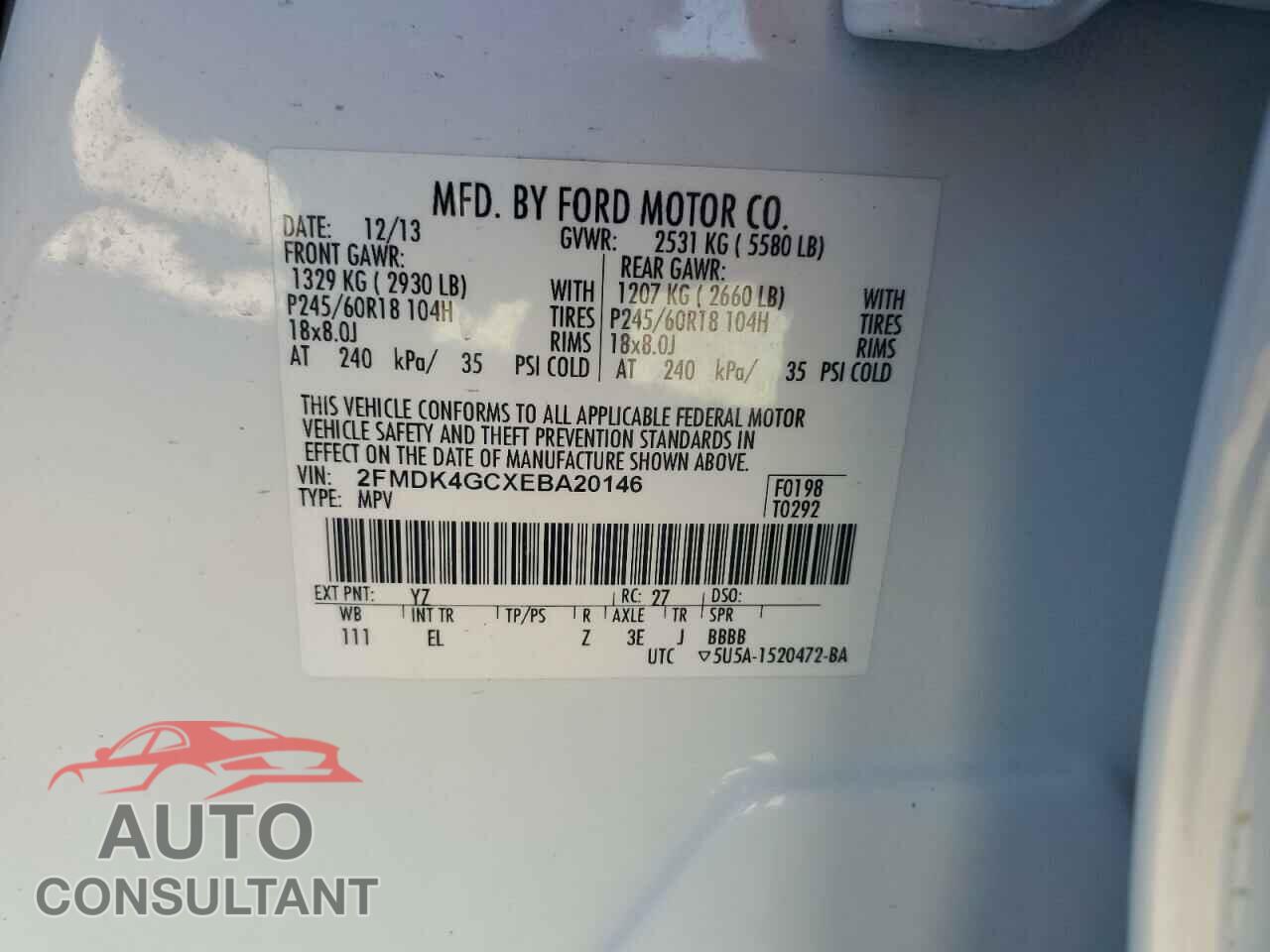 FORD EDGE 2014 - 2FMDK4GCXEBA20146