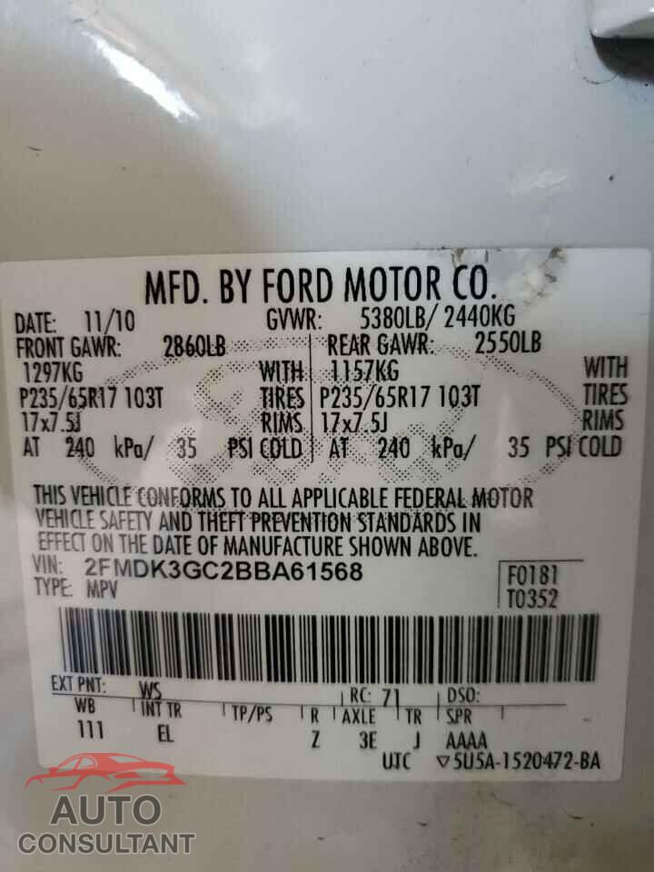 FORD EDGE 2011 - 2FMDK3GC2BBA61568